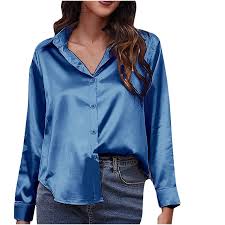 Women's Satin Button-Up Shirt